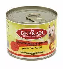 Беркли консервы для собак Перепелка/Курица/овощи №4 200гр