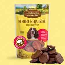 Деревенские лакомства для собак Медальоны с мясом страуса 90гр