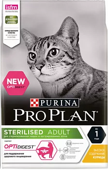 Pro Plan Sterilised для стерилизованных кошек, чув пищ с курицей