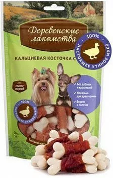 Деревенские лакомства для собак мини пород Кальциевая косточка с уткой  55 гр