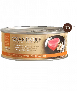 Grandorf консервы для кошек филе тунца с куриной грудкой 70гр.
