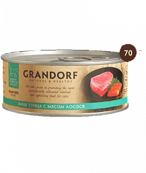 Grandorf консервы для кошек филе тунца с лососем 70гр.