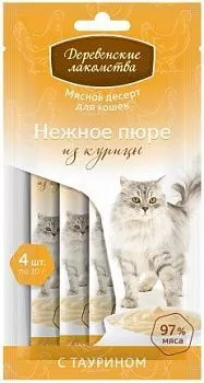 Деревенские Лакомства д/ кош Нежное пюре из курицы 4шт/40г, шт