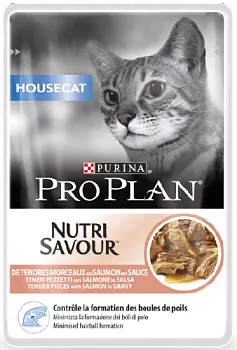 Pro Plan Housecat пауч для домашних кошек с лососем в соусе 85гр