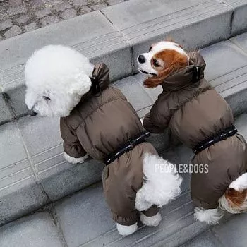 PEOPLE & DOGS Комбинезон для собак зимний Хаки высокий воротник на меху