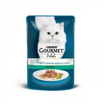 GOURMET Perle пауч для кошек кролик в соусе 75гр