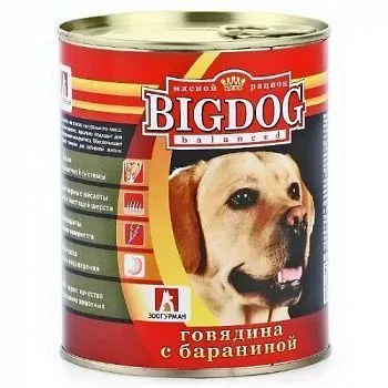 BIG DOG консервы для собак с говядиной и бараниной 850гр