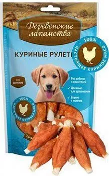 Деревенские лакомства для щенков Рулетики куриные 90гр