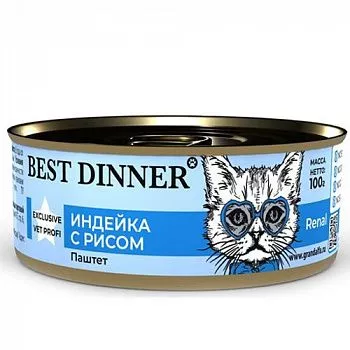 Best Dinner Exclusive консервы для кошек Ренал паштет Индейка рис 100гр