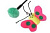 NUNBELL Игрушка-дразнилка  д/кошек Бабочка на палочке l=49см с помпоном и колокольчиком