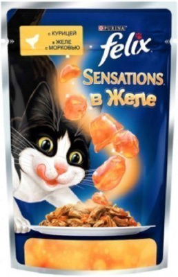 Felix Sensations - консервы для кошек - курица в желе с морковью_